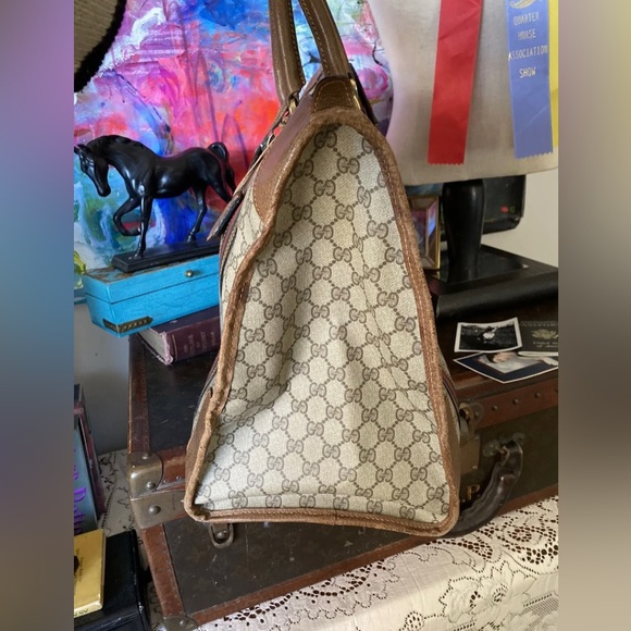 Auth Rare Vintage GUCCI Sherry Duffle Bag Tote Carry On Luxury Designer Luggage - Picture 6 of 11